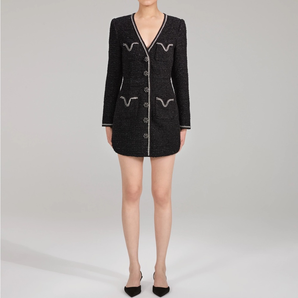 knee length dresses for ladies Metallic Boucle Mini Dress